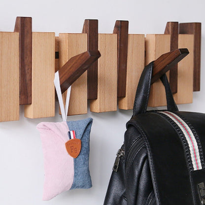 Rustic Wooden Entryway Coat Hook Rack