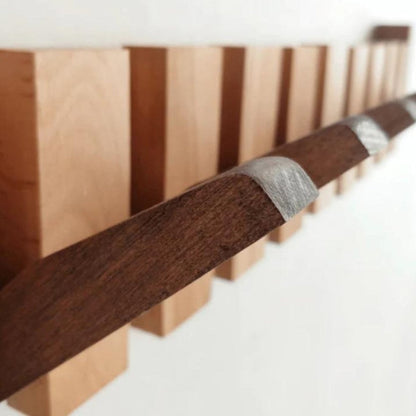 Rustic Wooden Entryway Coat Hook Rack