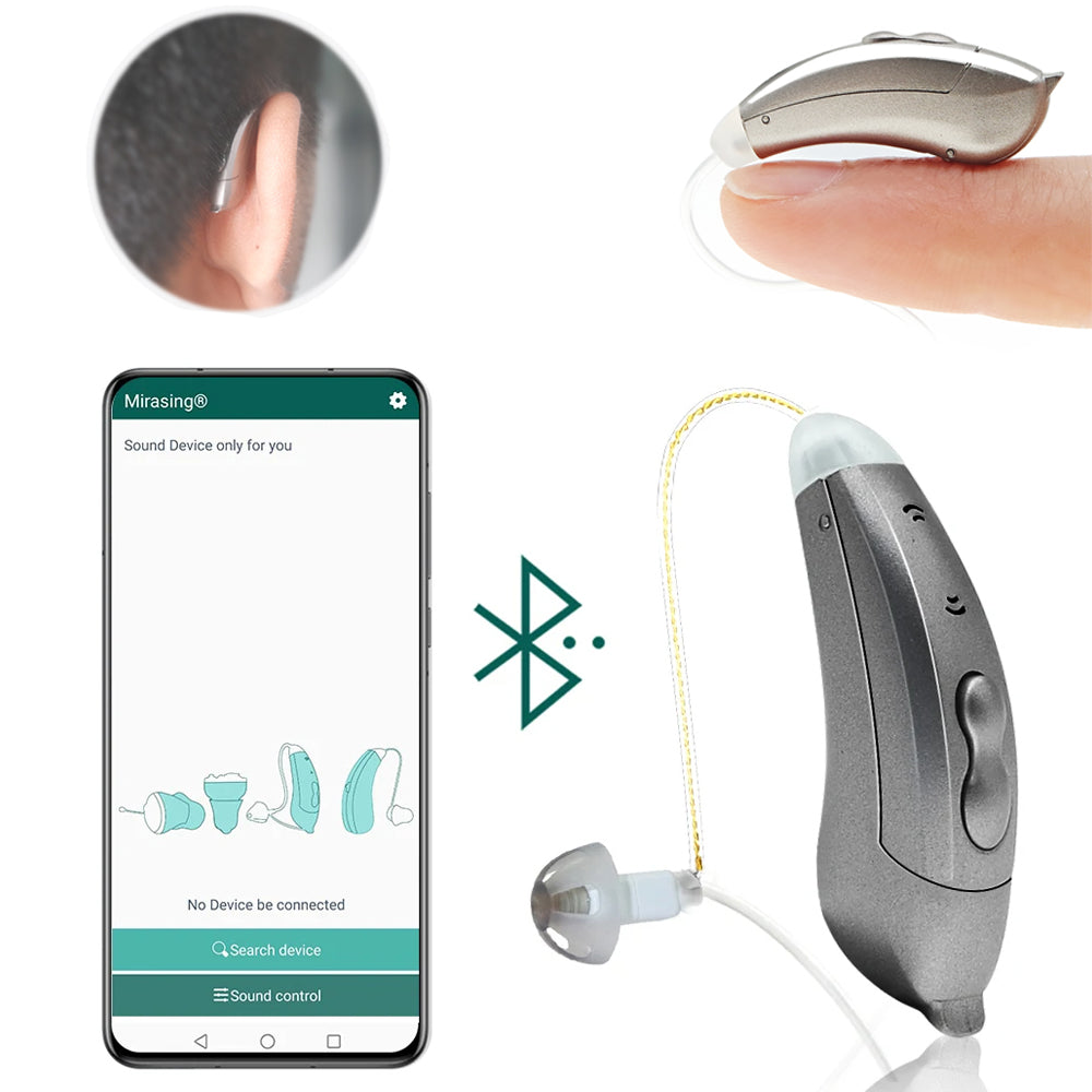 Discreet Behind Ear Hearing Aids With Bluetooth Control - Lusomart
