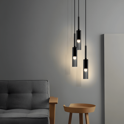 Sleek Grey Glass Hanging Lamp