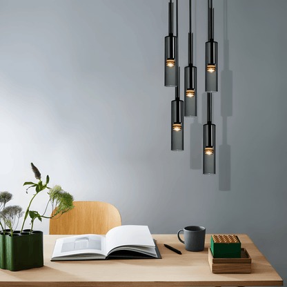 Sleek Grey Glass Hanging Lamp