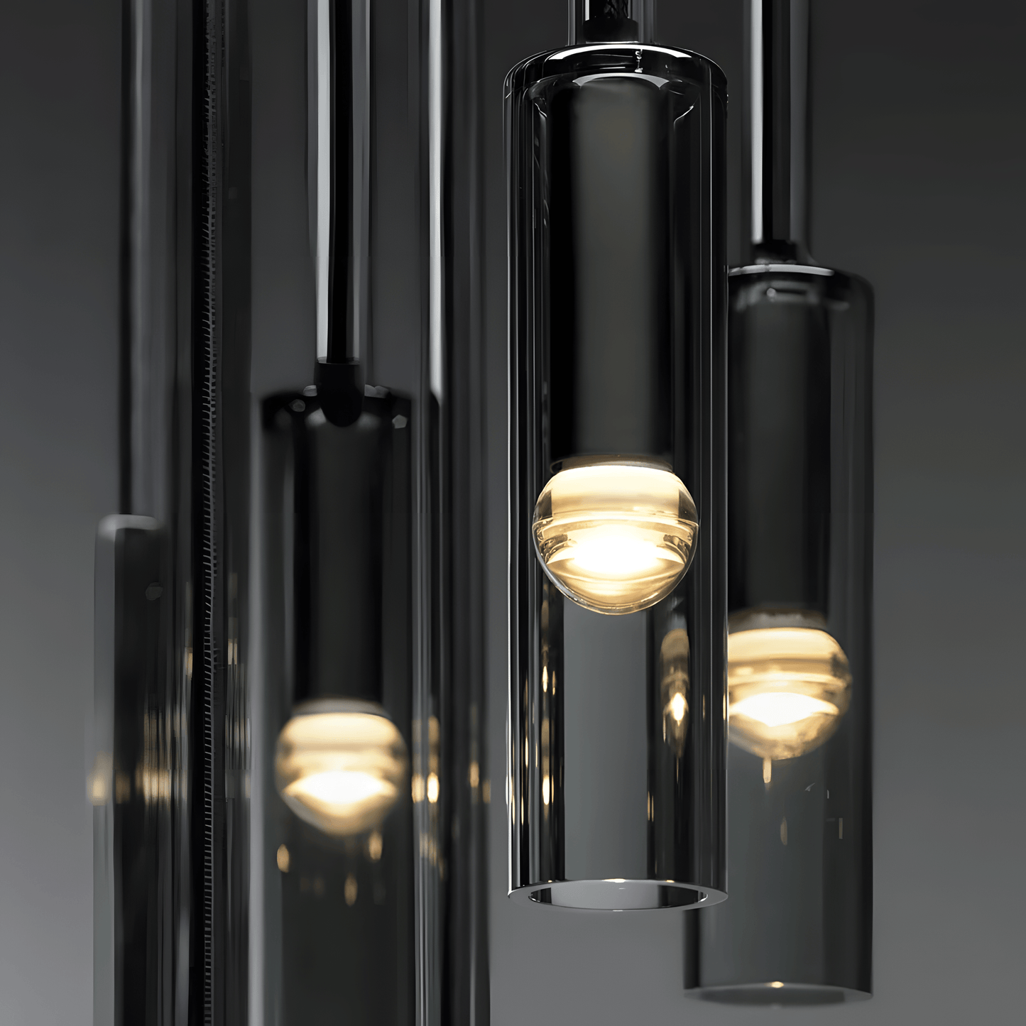 Sleek Grey Glass Hanging Lamp