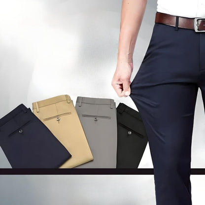 Comfortable Fit Men's Slim Trousers With Elastic Waistband