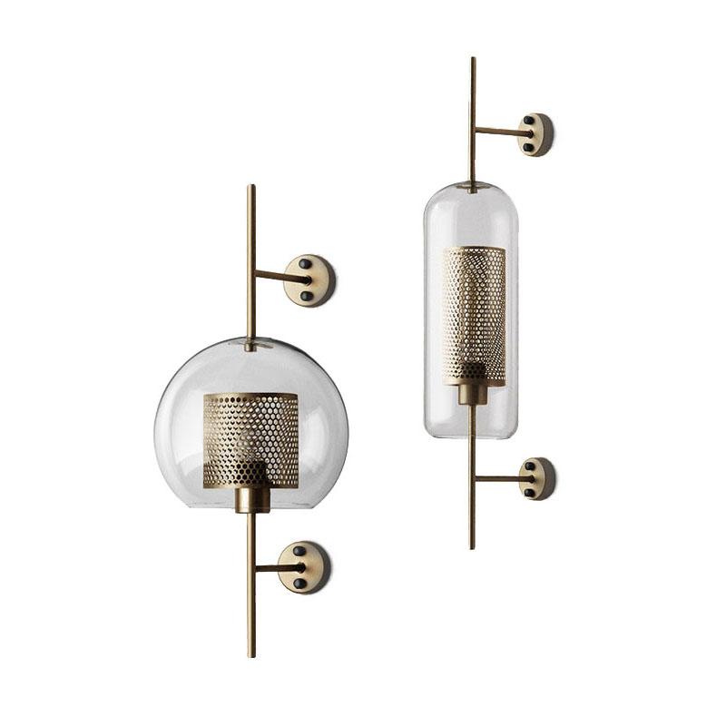 Warm Gold Hexagon Glass Wall Lamp