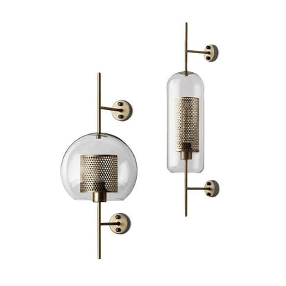 Warm Gold Hexagon Glass Wall Lamp