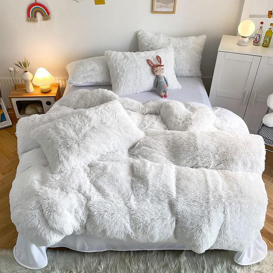 Soft Faux Fur Bedding Set with Plush Duvet Cover - Lusomart
