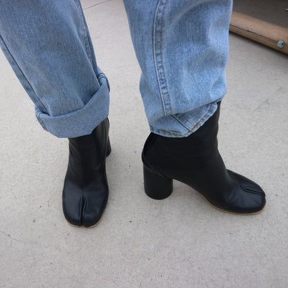 Genuine Leather Ankle Boots With Low Heel