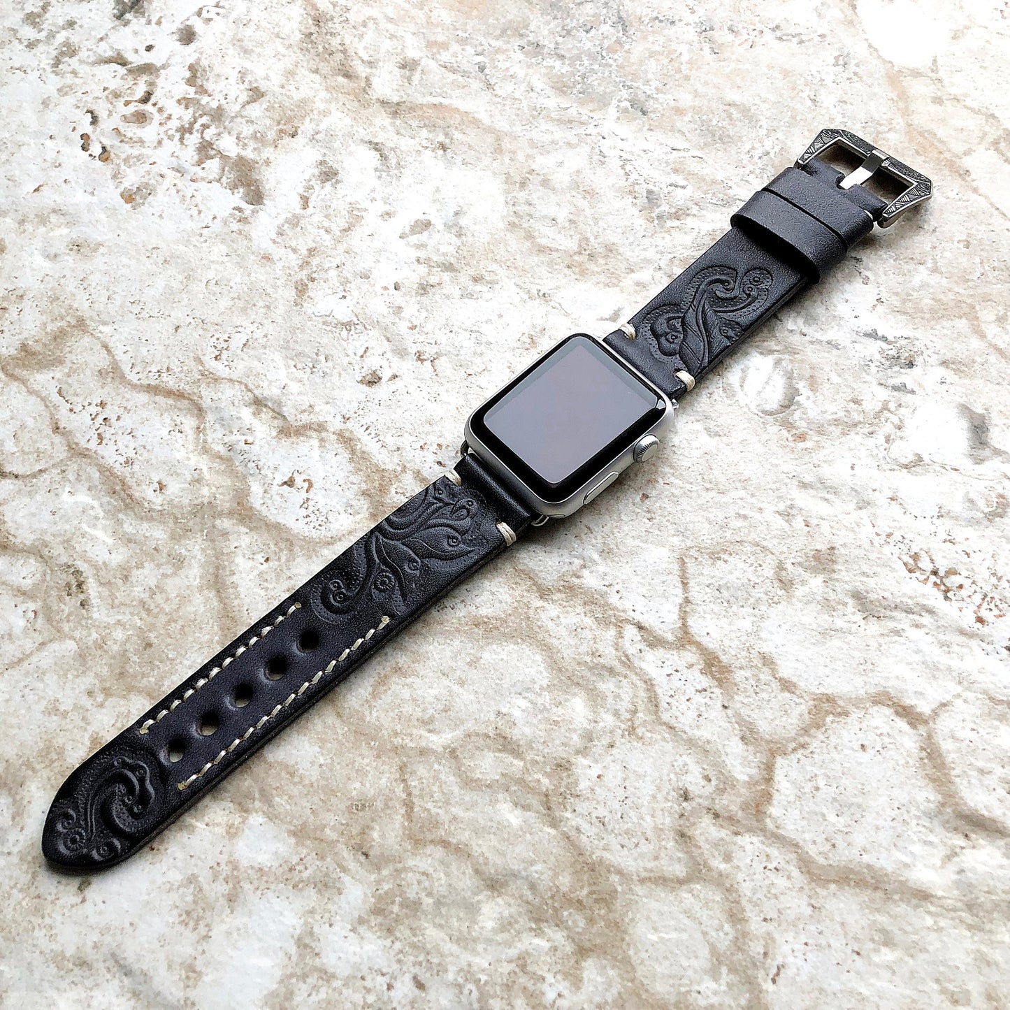 Personalized Engraved Leather Strap for Apple Watch