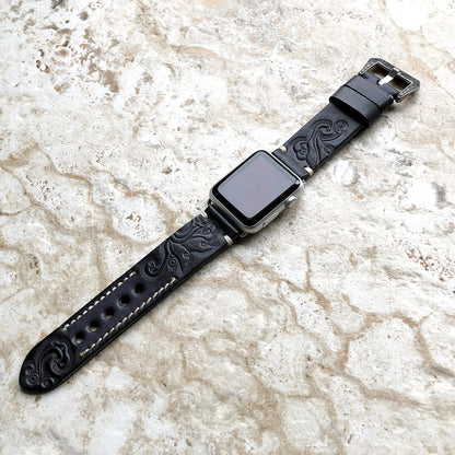 Personalized Engraved Leather Strap for Apple Watch