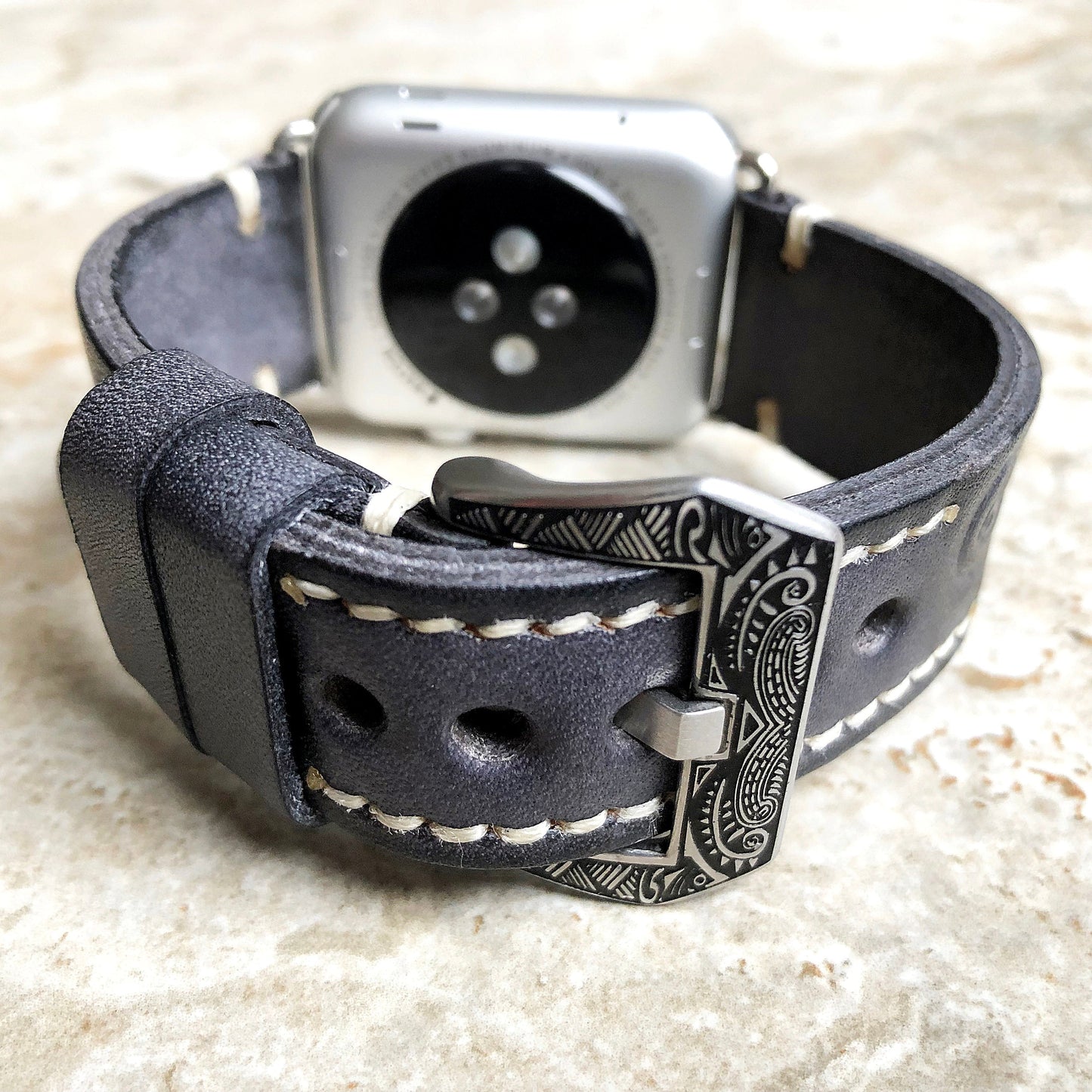 Personalized Engraved Leather Strap for Apple Watch