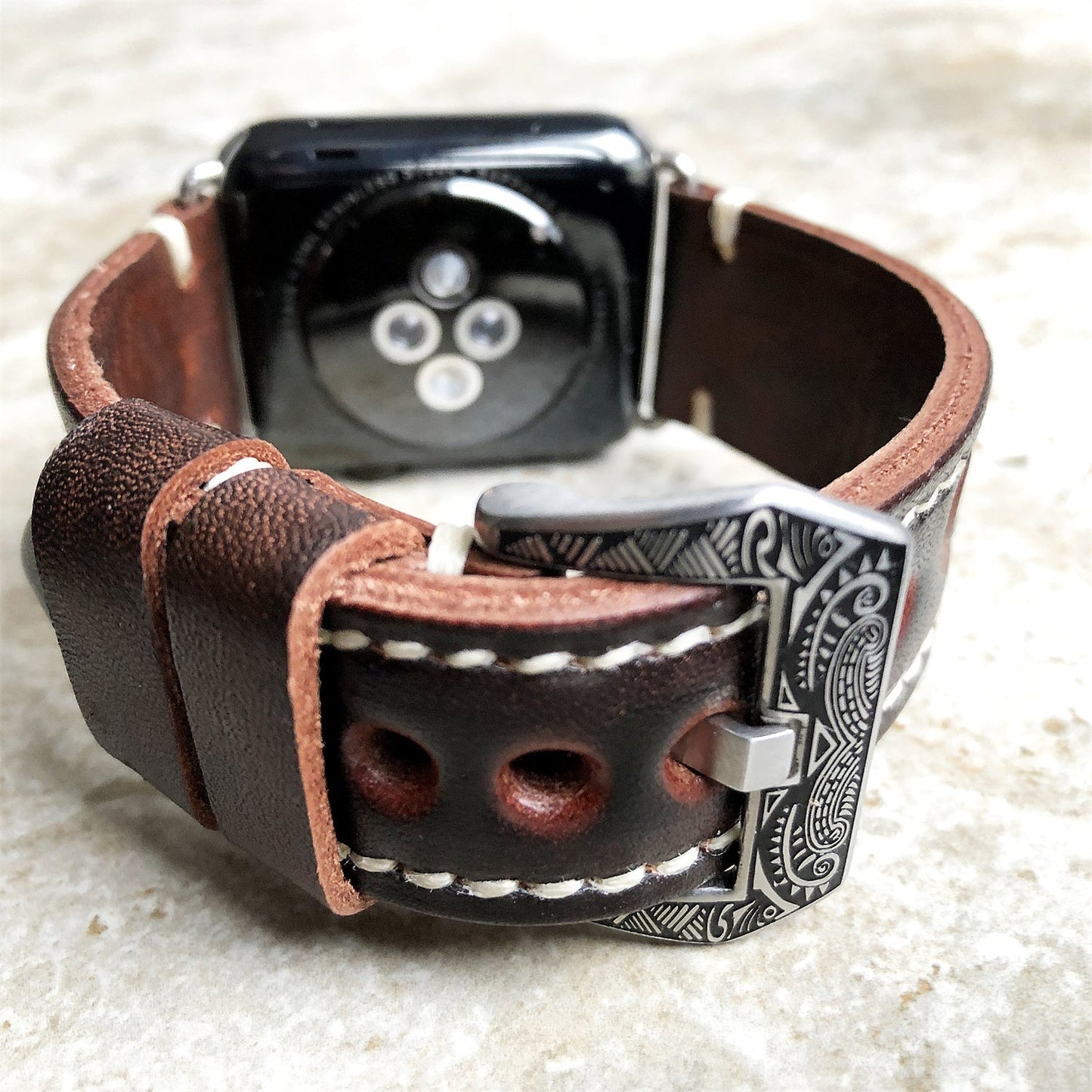 Personalized Engraved Leather Strap for Apple Watch