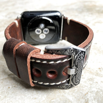 Personalized Engraved Leather Strap for Apple Watch
