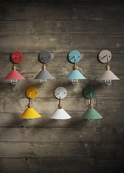 Rustic Metal Cone Wall Lamp with Bulb Included - Lusomart