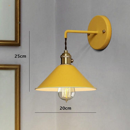 Rustic Metal Cone Wall Lamp with Bulb Included