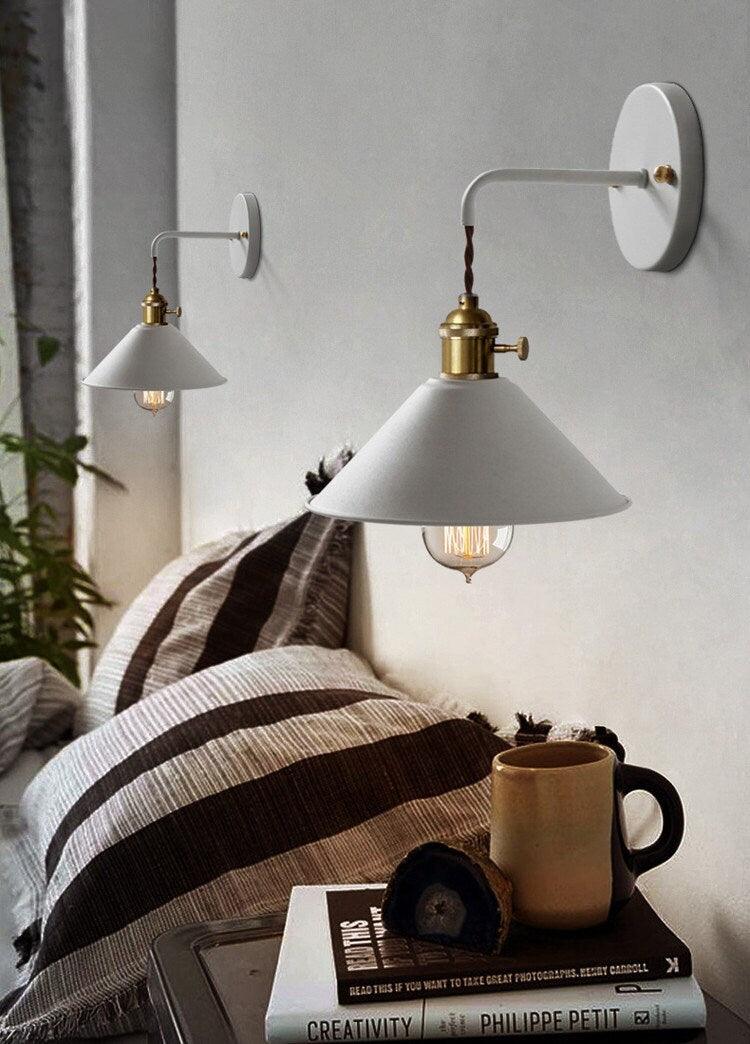 Rustic Metal Cone Wall Lamp with Bulb Included