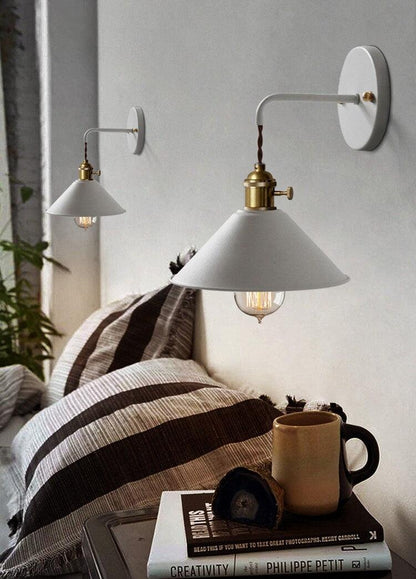 Rustic Metal Cone Wall Lamp with Bulb Included