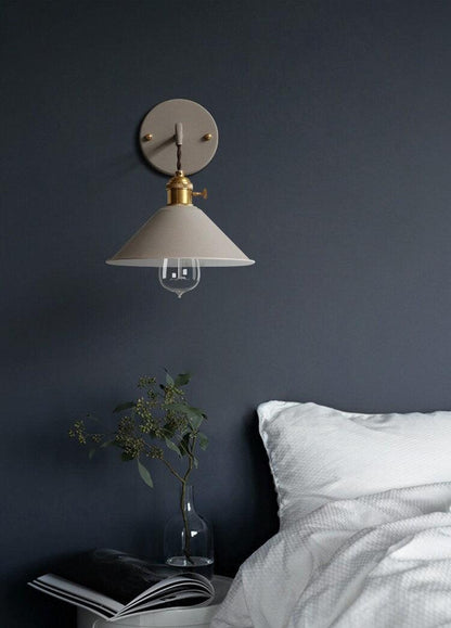 Rustic Metal Cone Wall Lamp with Bulb Included