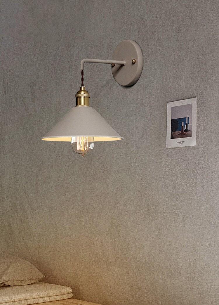 Rustic Metal Cone Wall Lamp with Bulb Included