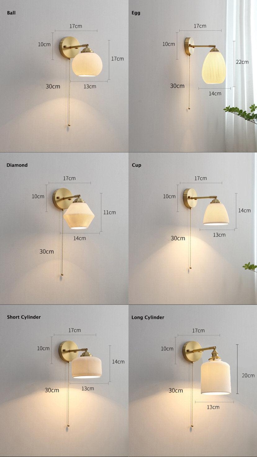 White Ceramic Egg Wall Lamp With Bulb
