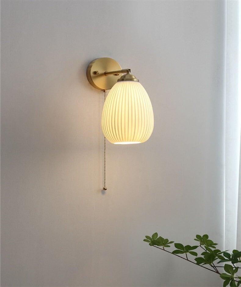 White Ceramic Egg Wall Lamp With Bulb - Lusomart