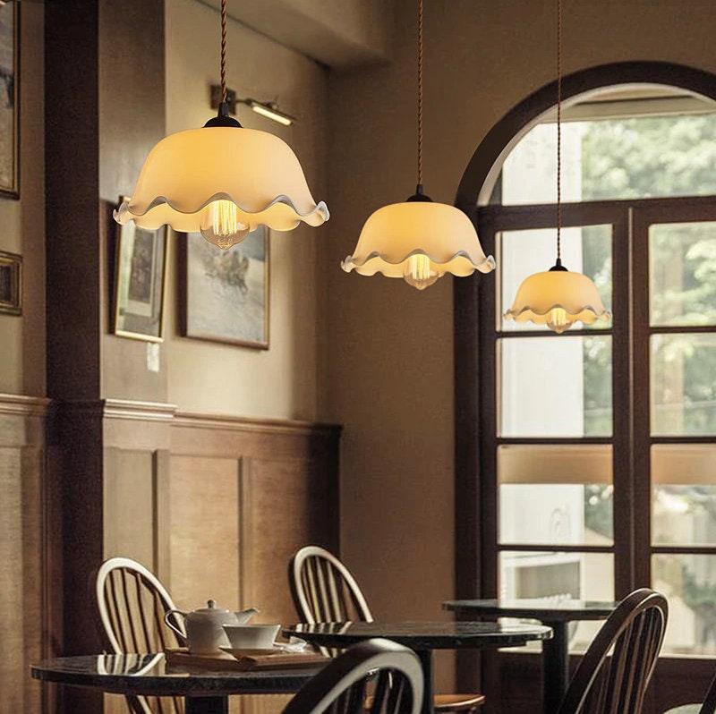 Elegant Glass Pendant Light with Fabric Shade