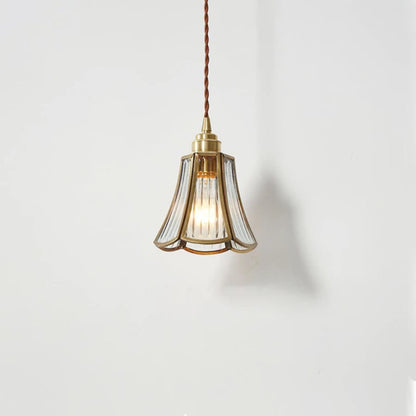 Elegant Glass Flower Pendant Light With Brass Finish