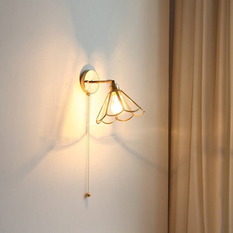 Classic Glass Floral Wall Lamp with LED Bulb
