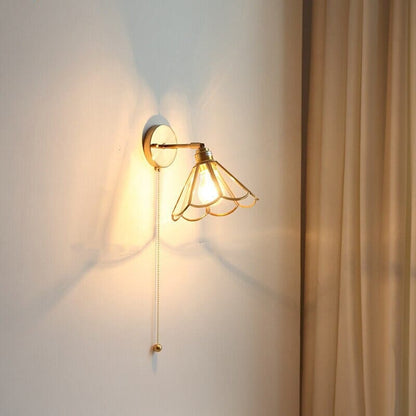 Classic Glass Floral Wall Lamp with LED Bulb