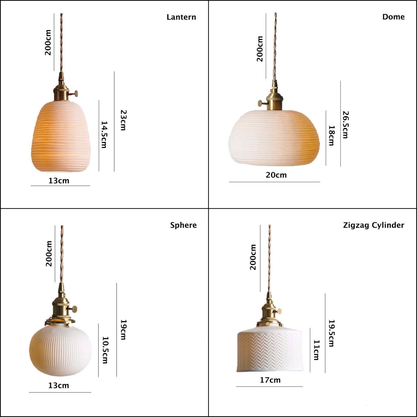 Asian Inspired Ceramic Pendant Light with LED