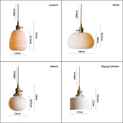 Asian Inspired Ceramic Pendant Light with LED