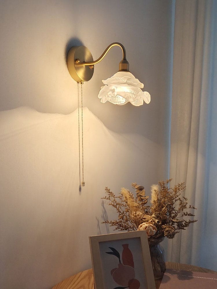 Elegant Glass Floral Wall Lamp with LED Bulb Included