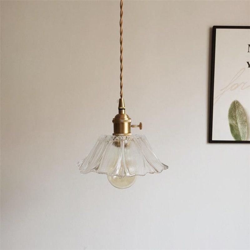 Classic Glass Floral Pendant Lamp, LED Included