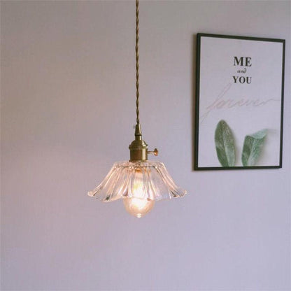 Classic Glass Floral Pendant Lamp, LED Included