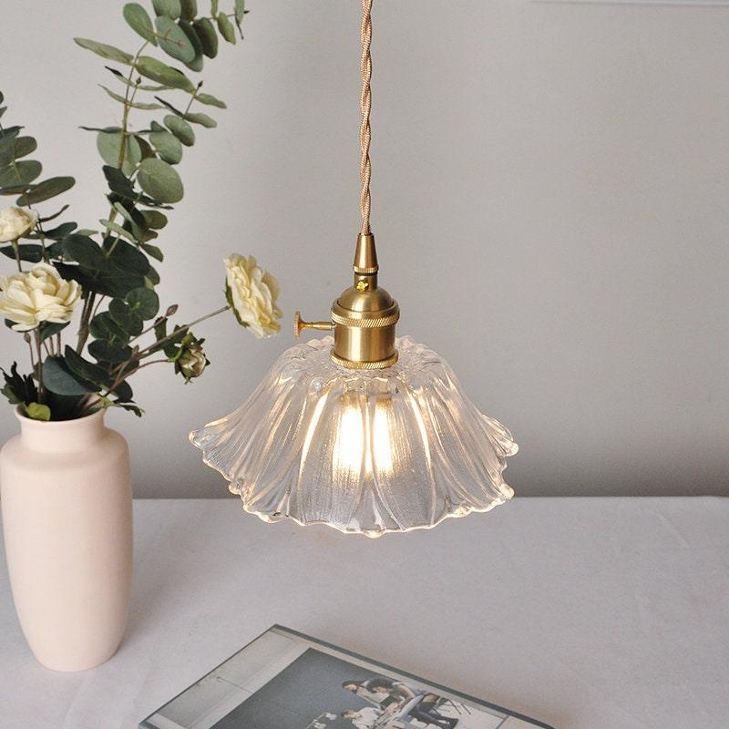 Classic Glass Floral Pendant Lamp, LED Included