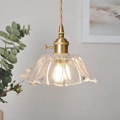 Classic Glass Floral Pendant Lamp, LED Included