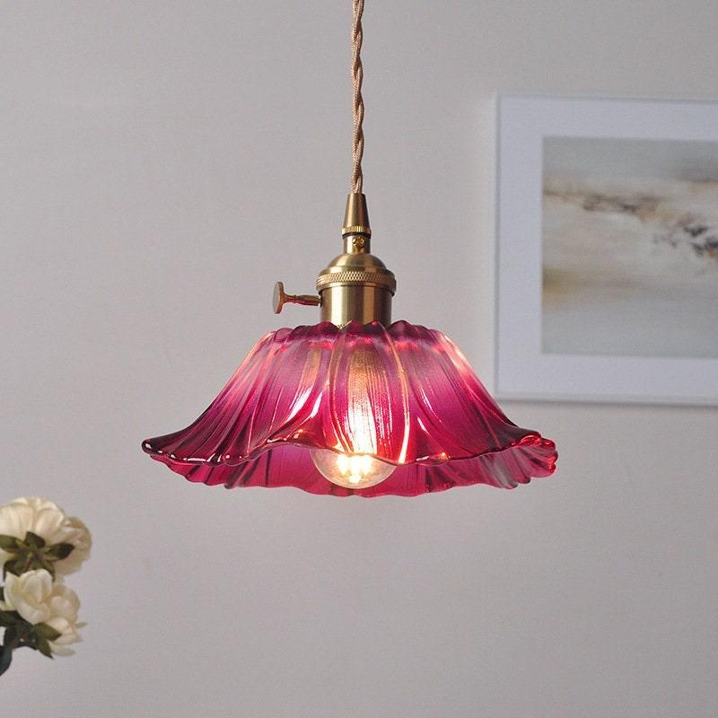 Classic Glass Floral Pendant Lamp, LED Included