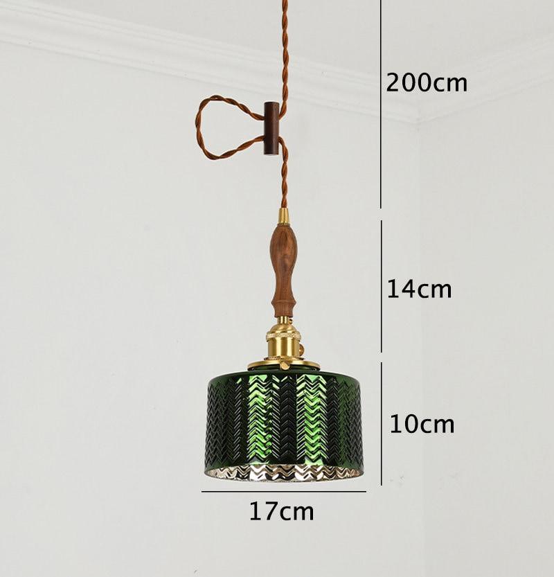Sleek Green Glass Pendant Lamp with LED Light