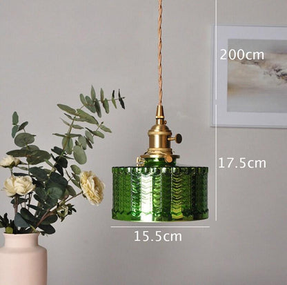 Sleek Green Glass Pendant Lamp with LED Light