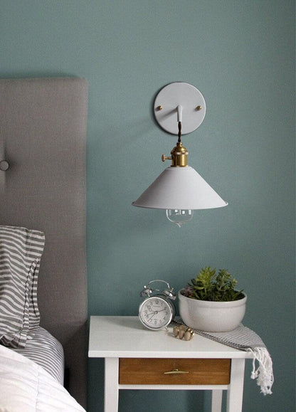 Rustic Metal Cone Wall Lamp with Bulb Included