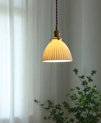Stylish Ceramic Pendant LED Light with Unique Shade - Lusomart