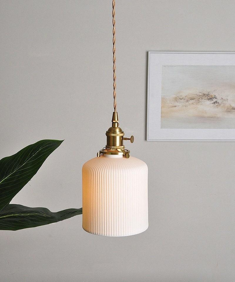 Asian Inspired Ceramic Pendant Light with LED
