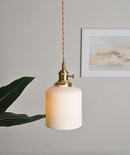 Asian Inspired Ceramic Pendant Light with LED