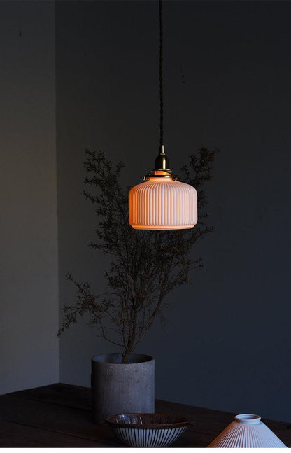 Stylish Ceramic Pendant LED Light with Unique Shade