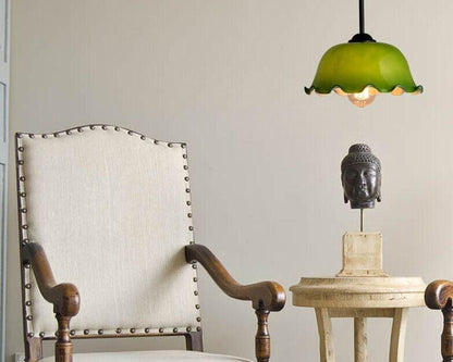 Elegant Glass Pendant Light with Fabric Shade