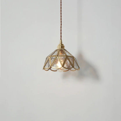 Elegant Glass Flower Pendant Light With Brass Finish