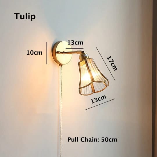 Classic Glass Floral Wall Lamp with LED Bulb