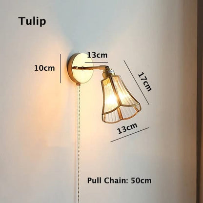 Classic Glass Floral Wall Lamp with LED Bulb