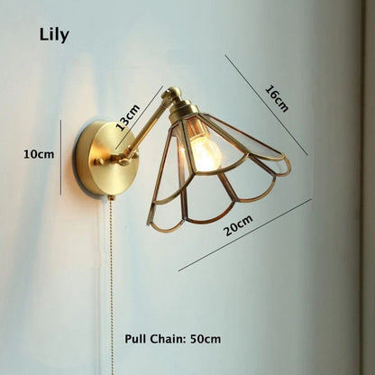Classic Glass Floral Wall Lamp with LED Bulb