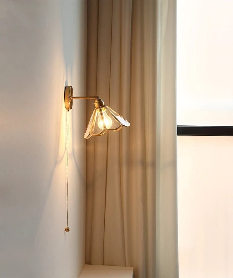 Classic Glass Floral Wall Lamp with LED Bulb - Lusomart
