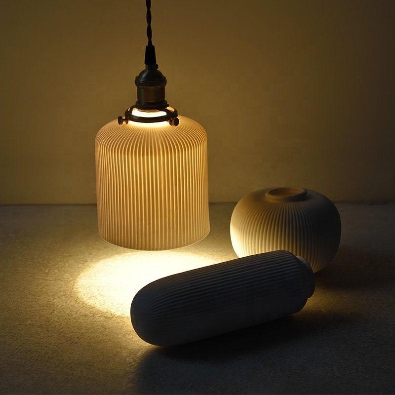 Asian Inspired Ceramic Pendant Light with LED